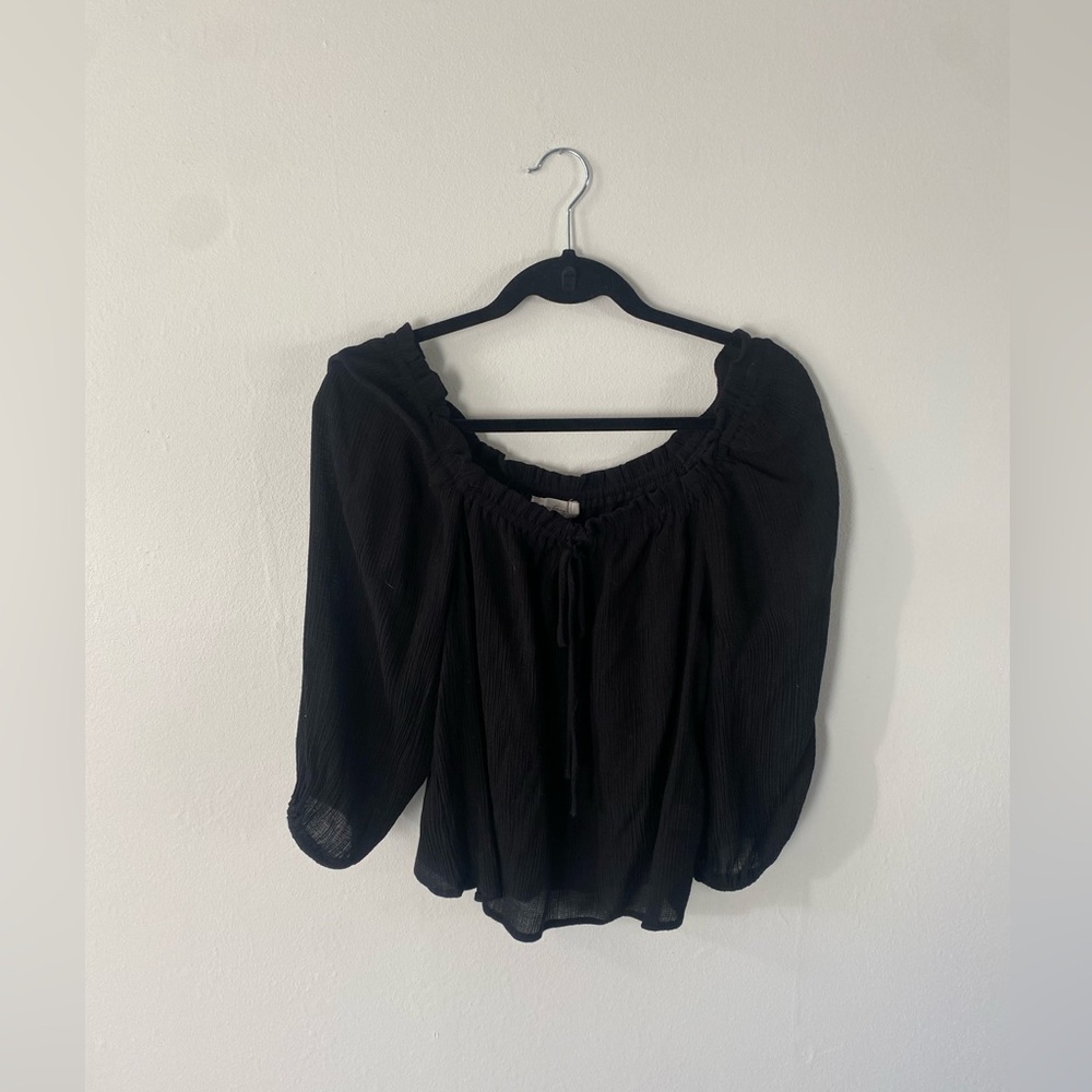 All In Favor Black Peasant Top